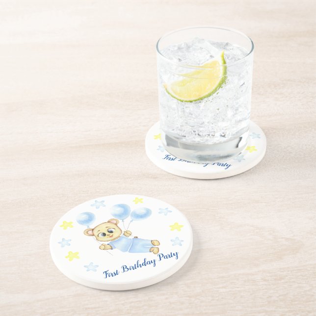 First Birthday Boy Party Coaster (Side)