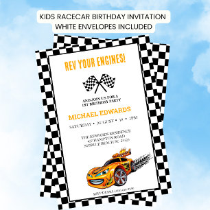 First Birthday Boys Race Car Invitations