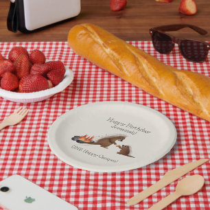 First Birthday Camping Porcupines making s'mores Paper Plate