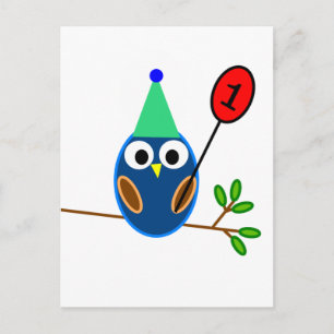 First Birthday Celebration, Cute Owl Postcard