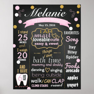 First Birthday Chalkboard sign confetti