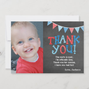 First Birthday Chalkboard Thank You Card   Boy