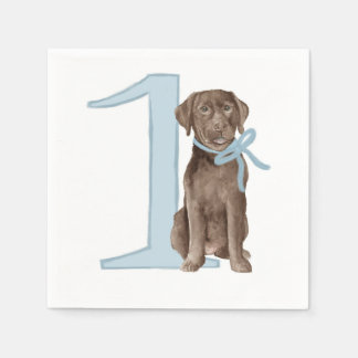 First Birthday-Chocolate Lab Napkin