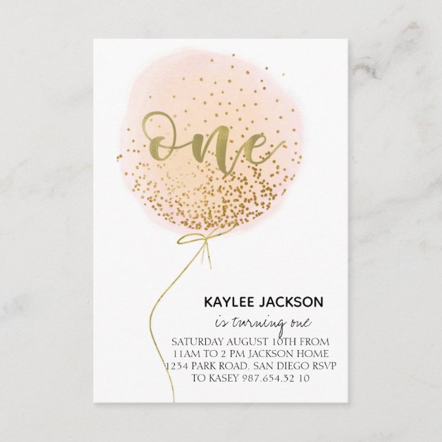 First birthday,Cotton candy balloon Enclosure Card (Front)