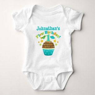 First Birthday Cupcake (Boys) Baby Bodysuit