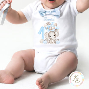 First Birthday Cute Elephant Fall Boy Bodysuit