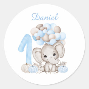 First Birthday Cute Elephant Fall Boy Sticker