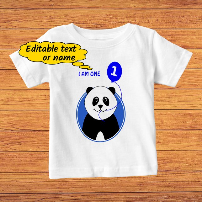 First birthday cute panda custom text baby T-Shirt (Creator Uploaded)
