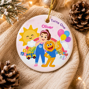 First Birthday Cute Preschool Learning Fun Ceramic Ornament