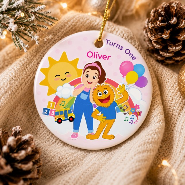 First Birthday Cute Preschool Learning Fun Ceramic Ornament (Creator Uploaded)