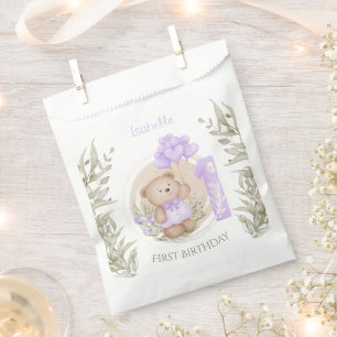 First Birthday Cute Teddy Bear Heart Balloons Favour Bag