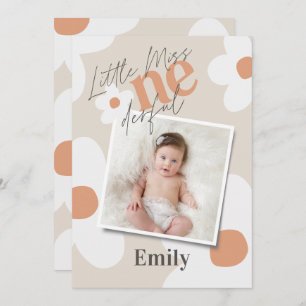First birthday daisy boho retro terracotta photo i invitation