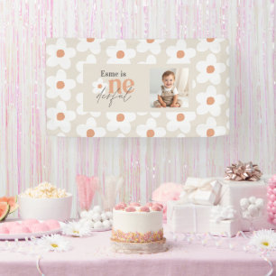First birthday daisy boho terracotta natural photo banner