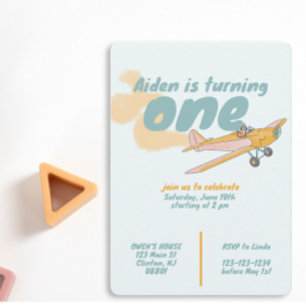 First Birthday, dog lover, plane lover  Invitation