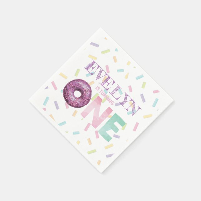First Birthday Doughnut Party Personalised Napkin (Corner)