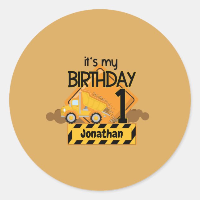 First Birthday Dump Truck Classic Round Sticker (Front)