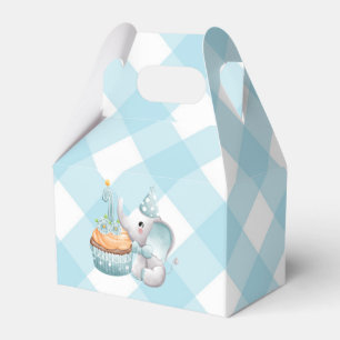 First Birthday Elephant Baby Boy Favour Box Blue 
