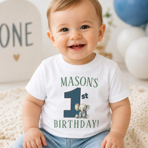 First Birthday Elephant  Baby T-Shirt