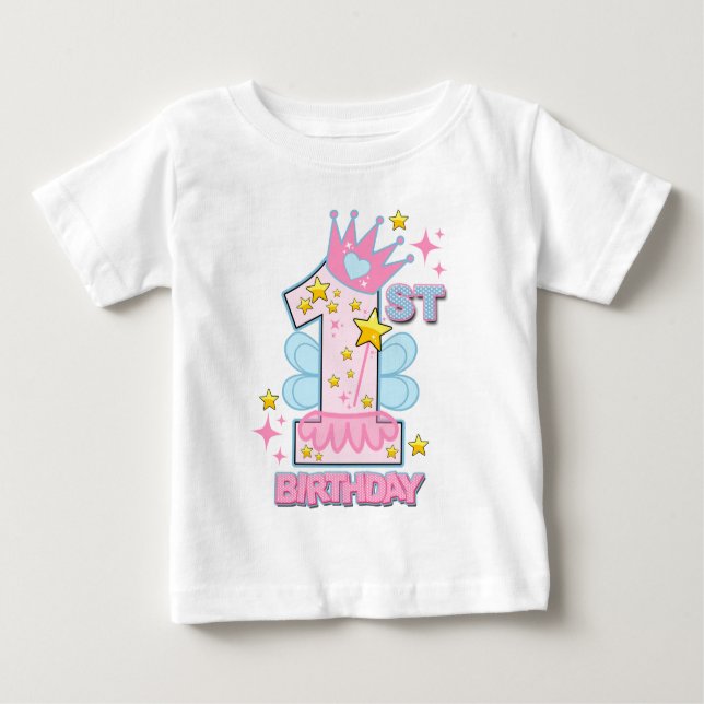 First birthday fairy custom design baby T-Shirt (Front)