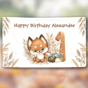 First Birthday Fall Little Fox Boy Banner