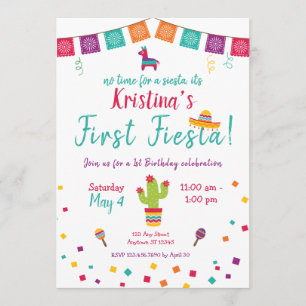 First Birthday Fiesta Mexican Birthday Invitation