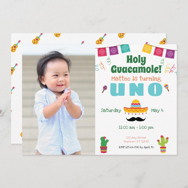 First Birthday Fiesta Mexican Birthday Invitation (Front/Back)