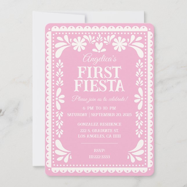 First Birthday Fiesta Papel Picado Invitation (Front)