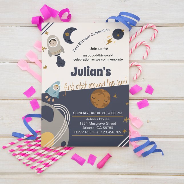 First Birthday, First orbit around the sun! Invitation (Creator Uploaded)