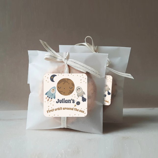 First Birthday, First orbit around the sun! Square Sticker (Creator Uploaded)