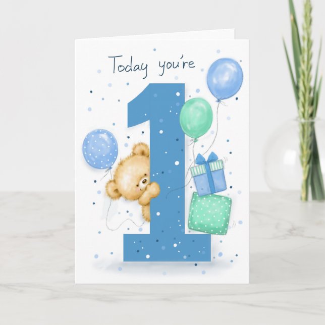 First Birthday for a boy Card (Front)