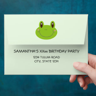First Birthday Frog Theme Kids Party Invitations Envelope