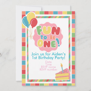 First Birthday Fun To Be One Party Invitation Baby