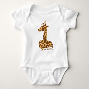 First Birthday Giraffe Baby Bodysuit
