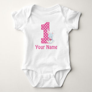 First Birthday Girl Bunny Rabbit Baby Bodysuit