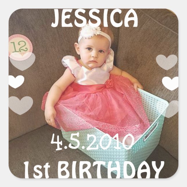 First Birthday Girl Sticker (Front)