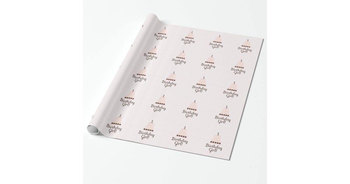First Birthday {girl} Wrapping Paper Zazzle
