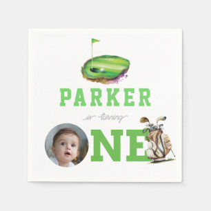 First Birthday Golf Partee Personalised Photo Napkin