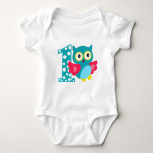 First Birthday Happy Owl Baby Bodysuit