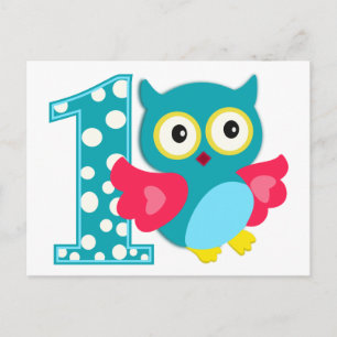 First Birthday Happy Owl Postcard