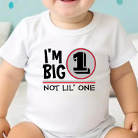 First Birthday I'm Big 1 Not Lil One Red & Grey