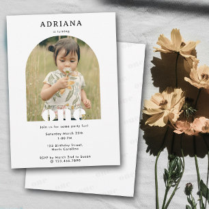 First Birthday Invitation 1st One Photo Boy Girl