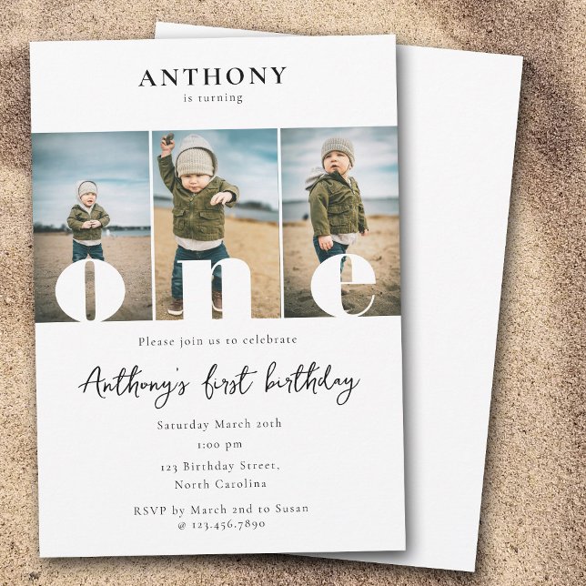 First Birthday Invitation 1st One Photos Boy Girl (First Birthday Invitation 1st One Photos Boy Girl)