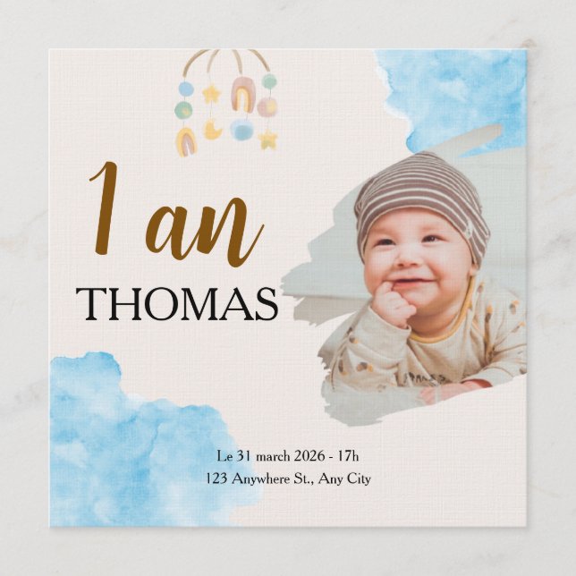 First birthday invitation for the boys of Camp One (Front)