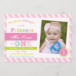 First Birthday Invitation, Photo Birthday Invite