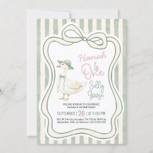 First Birthday Invitation, Silly Goose Birthday  Invitation