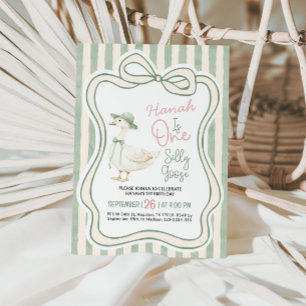 First Birthday Invitation, Silly Goose Birthday  Invitation