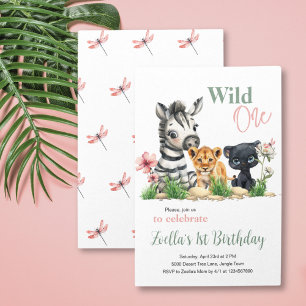 First Birthday Jungle Party safari wild one Invitation