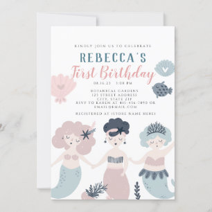 First Birthday Little mermaid Invitation