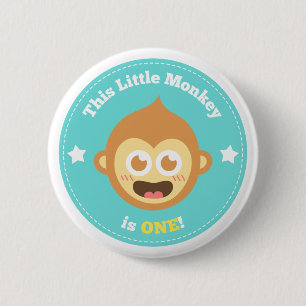 First Birthday, Little Monkey is One 6 Cm Round Badge