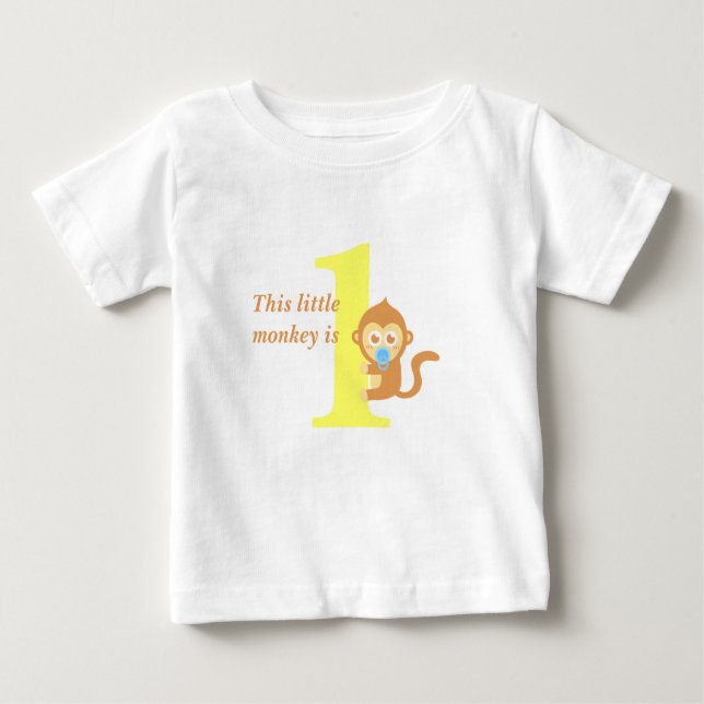 First Birthday, Little Monkey is One Baby T-Shirt (Front)